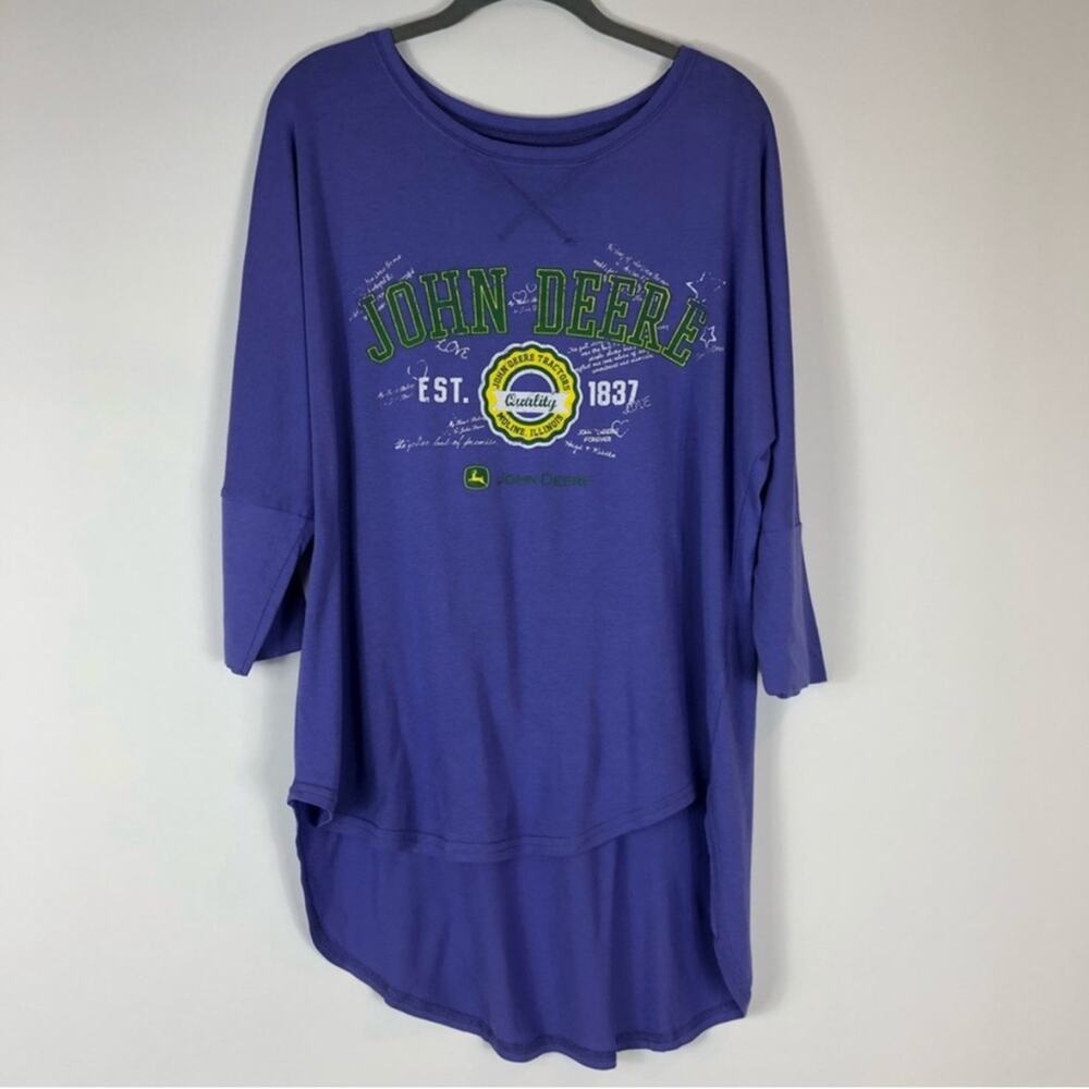 NWT John Deere purple hi low tshirt